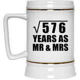 24th Anniversary Square Root of 576 Years As Mr & Mrs - Beer Stein
