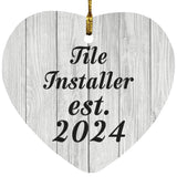 Tile Installer Established Est. 2024 - Heart Ornament F