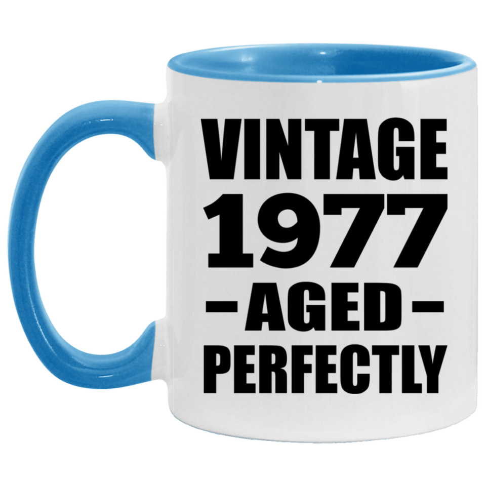 47th Birthday Vintage 1977 Aged Perfectly - 11oz Accent Mug Blue