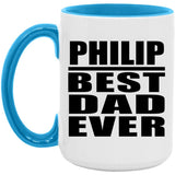 Philip Best Dad Ever - 15oz Accent Mug Blue