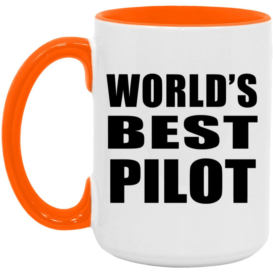 World's Best Pilot - 15oz Accent Mug Orange