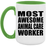 Most Awesome Animal Care Worker - 15oz Accent Mug Green