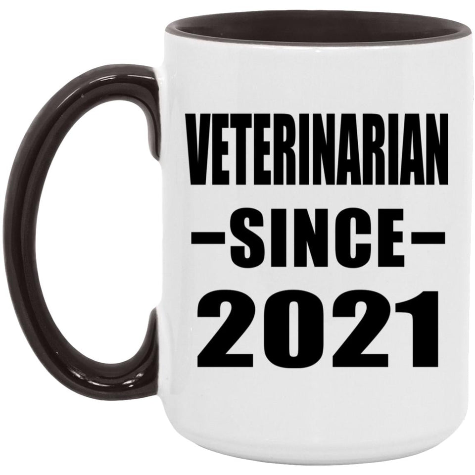 Veterinarian Since 2021 - 15oz Accent Mug Black