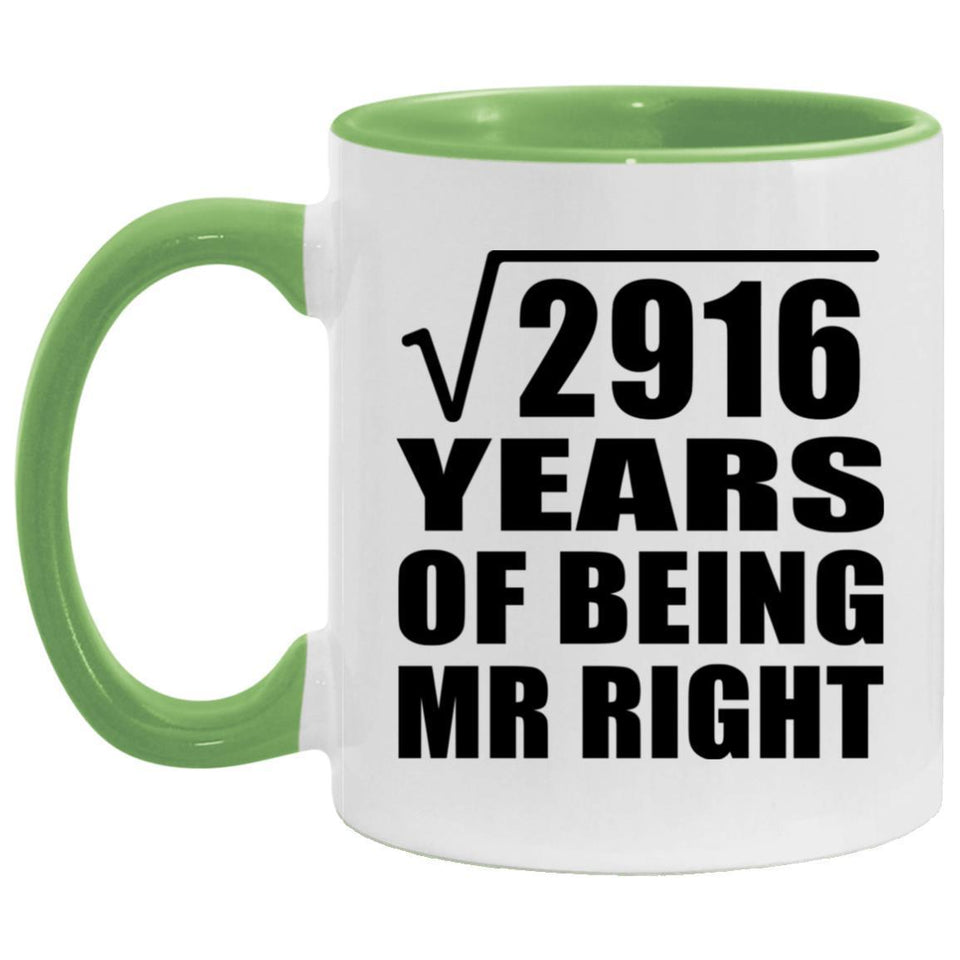 54th Anniversary Square Root of 2916 Years of Being Mr Right - 11oz Accent Mug Green