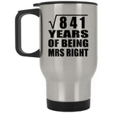 29th Anniversary Square Root of 841 Years of Being Mrs Right - Silver Travel Mug