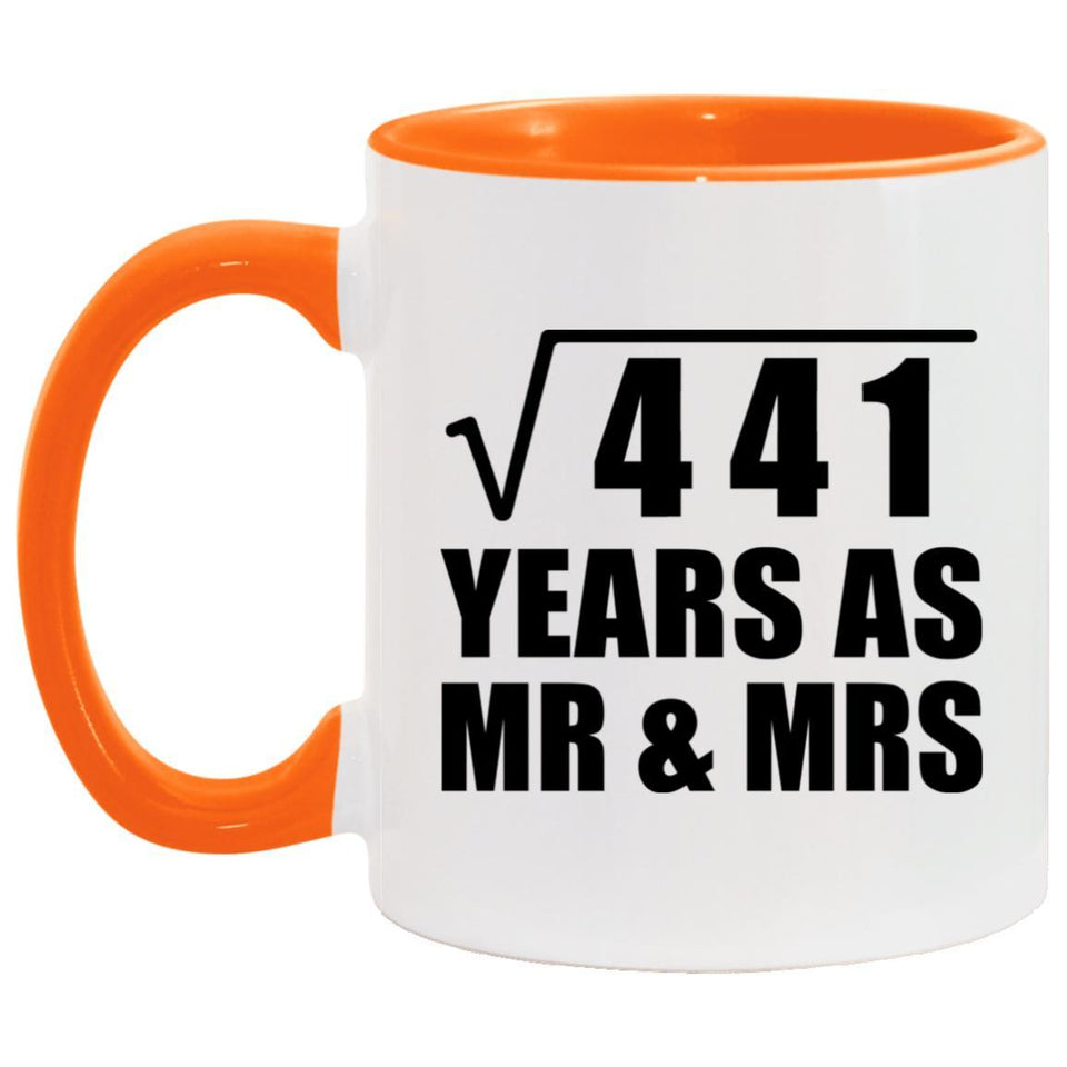 21st Anniversary Square Root of 441 Years As Mr & Mrs - 11oz Accent Mug Orange