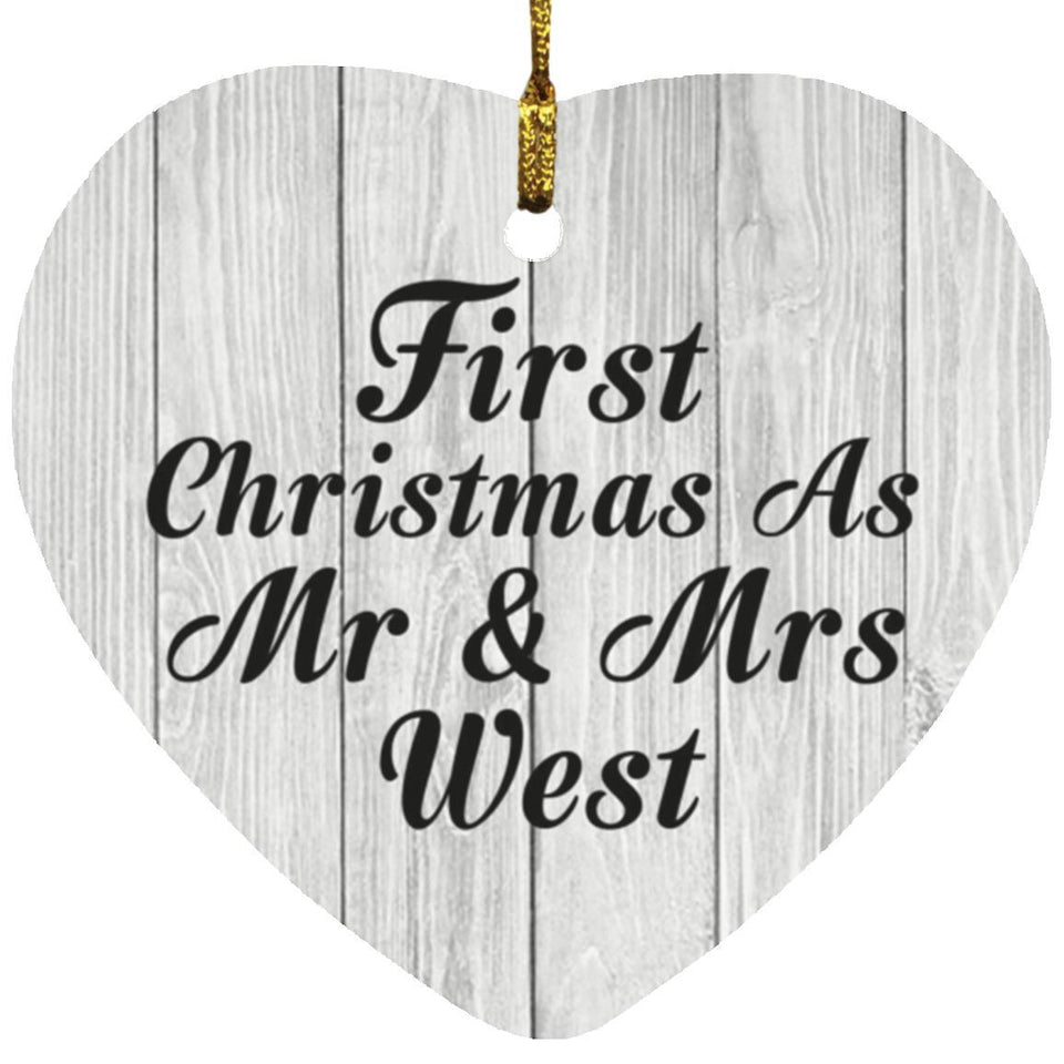 First Christmas As Mr & Mrs West - Heart Ornament F