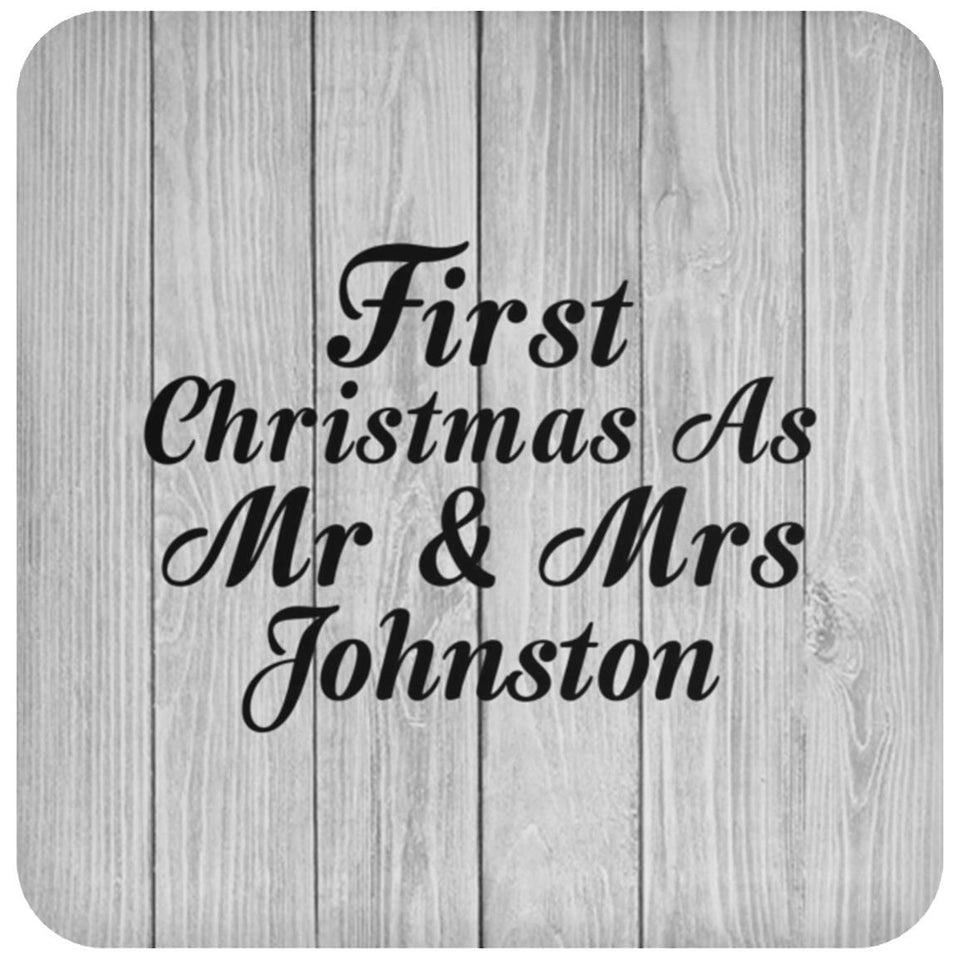 First Christmas As Mr & Mrs Johnston - Drink Coaster F