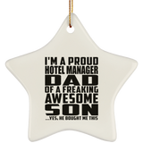 Proud Hotel Manager Dad Of Awesome Son - Star Ornament