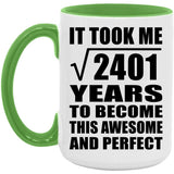 49th Birthday Took Square Root of 2401 Years To Awesome - 15oz Accent Mug Green