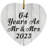 64th Anniversary 64 Years As Mr & Mrs 2023 - Heart Ornament F