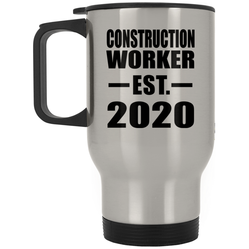 Construction Worker Established EST. 2020 - Silver Travel Mug