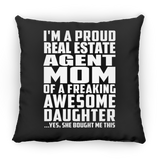 Proud Real Estate Agent Mom Of Awesome Daughter - Throw Pillow Black