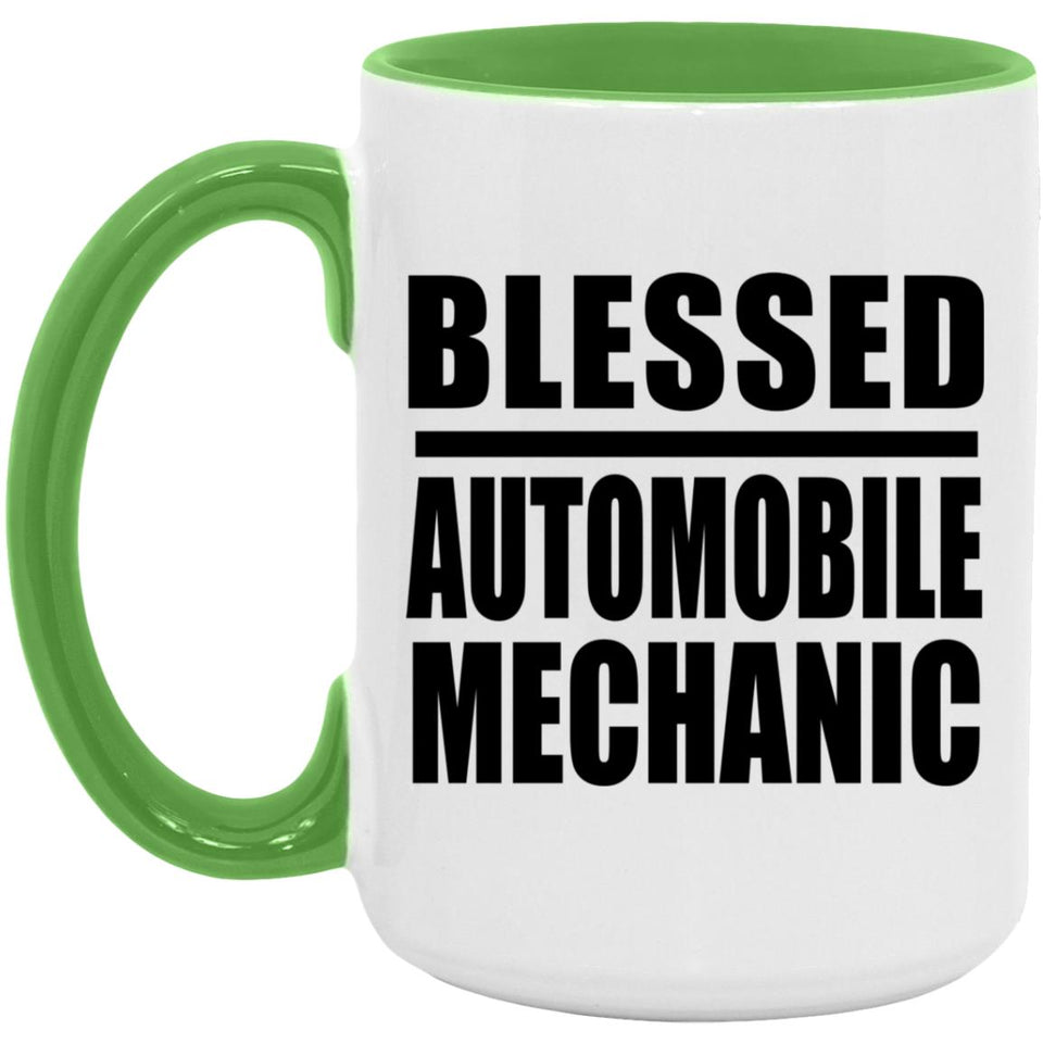 Blessed Automobile Mechanic - 15oz Accent Mug Green