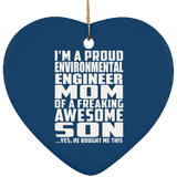 Proud Environmental Engineer Mom Of Awesome Son - Heart Ornament