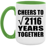 46th Anniversary Cheers To Square Root of 2116 Years Together - 15oz Accent Mug Green