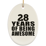 28th Birthday 28 Years Of Being Awesome - Oval Ornament