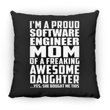 Proud Software Engineer Mom Of Awesome Daughter - Throw Pillow Black