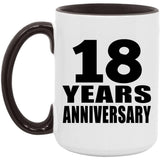 18th Anniversary 18 Years - 15oz Accent Mug Black