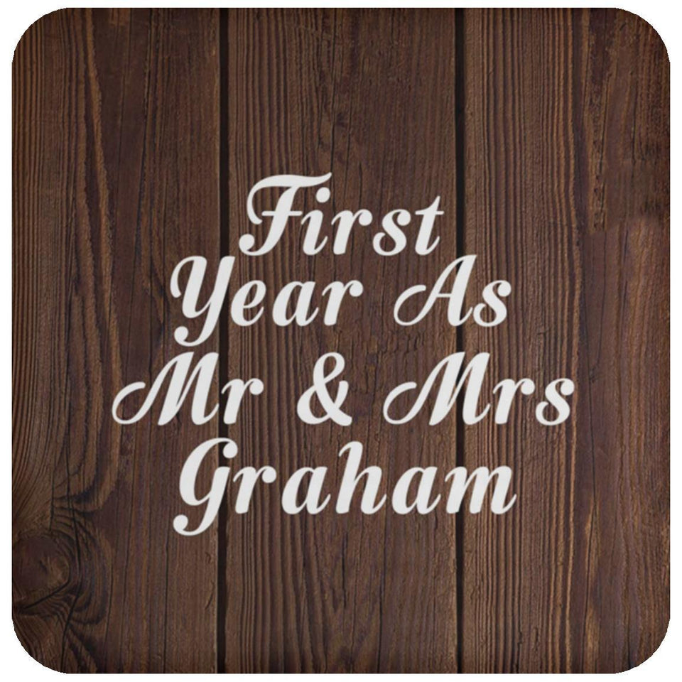 First Year As Mr & Mrs Graham - Drink Coaster D