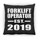 Forklift Operator Established EST. 2019 - Throw Pillow Black