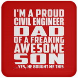 Proud Civil Engineer Dad Of Awesome Son - Drink Coaster