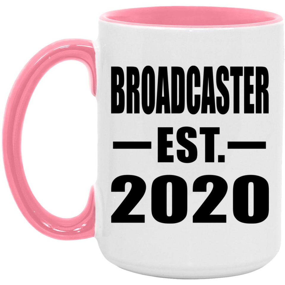 Broadcaster Established EST. 2020 - 15oz Accent Mug Pink