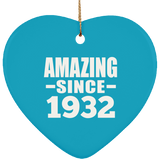 92nd Birthday Amazing Since 1932 - Heart Ornament