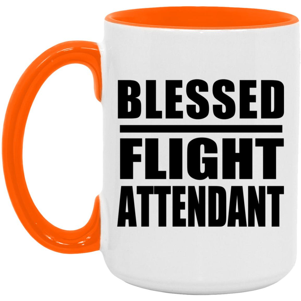 Blessed Flight Attendant - 15oz Accent Mug Orange