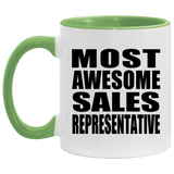 Most Awesome Sales Representative - 11oz Accent Mug Green