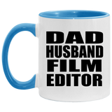 Dad Husband Film Editor - 11oz Accent Mug Blue