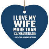 I Love My Wife More Than Scale Miniature Building - Heart Ornament