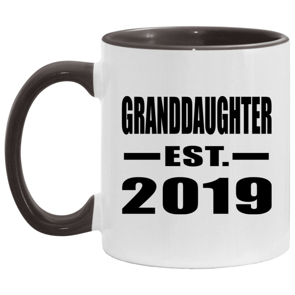 Granddaughter Established EST. 2019 - 11oz Accent Mug Black