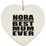Nora Best Mum Ever - Heart Ornament