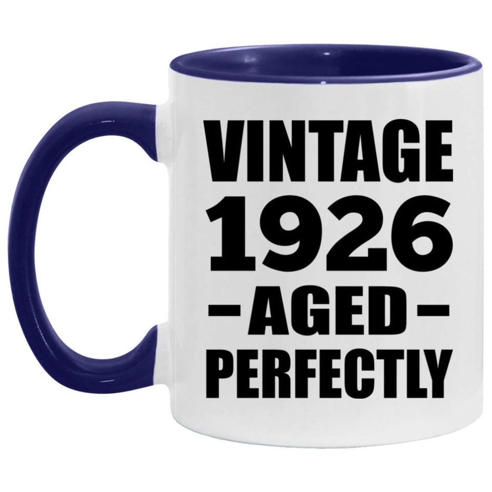 98th Birthday Vintage 1926 Aged Perfectly - 11oz Accent Mug Purple
