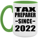 Tax Preparer Since 2022 - 15oz Accent Mug Green
