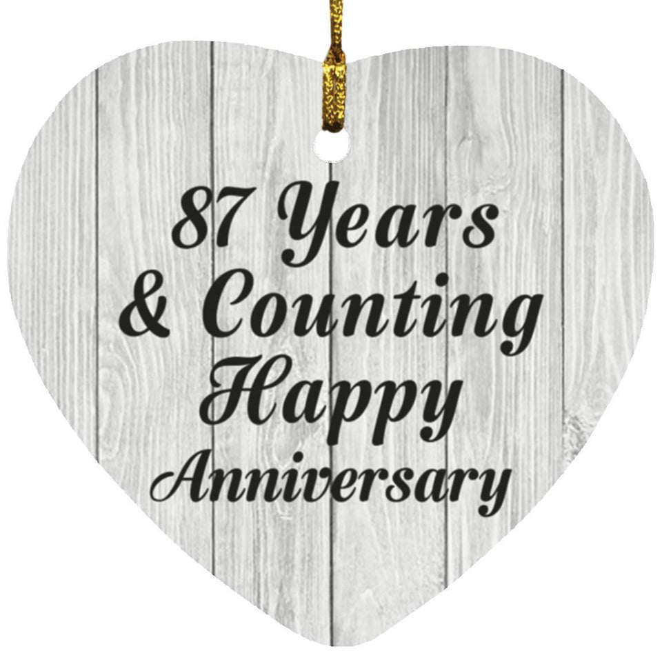 Happy 87th Anniversary 87 Years & Counting - Heart Ornament F
