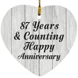 Happy 87th Anniversary 87 Years & Counting - Heart Ornament F
