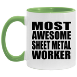 Most Awesome Sheet Metal Worker - 11oz Accent Mug Green