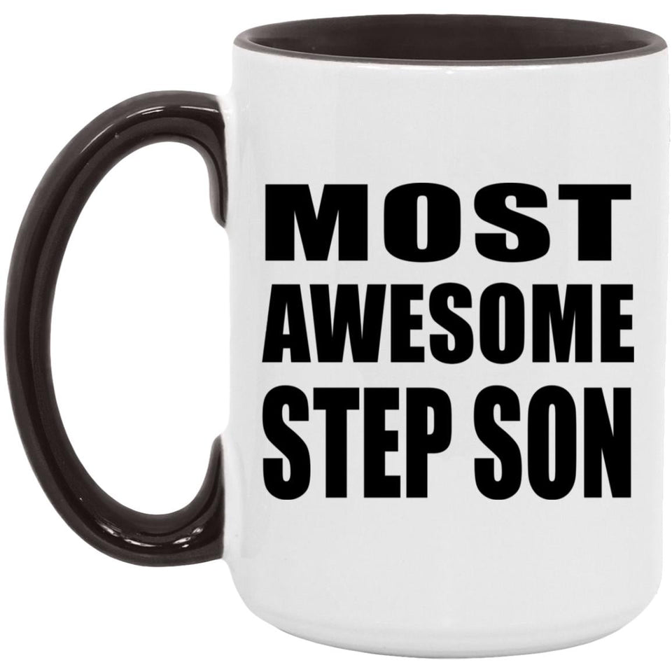 Most Awesome Step Son - 15oz Accent Mug Black
