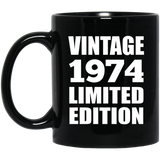 50th Birthday Vintage 1974 Limited Edition - 11oz Coffee Mug Black