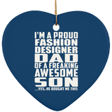 Proud Fashion Designer Dad Of Awesome Son - Heart Ornament