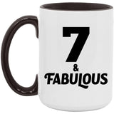 7th Birthday 7 & Fabulous - 15oz Accent Mug Black