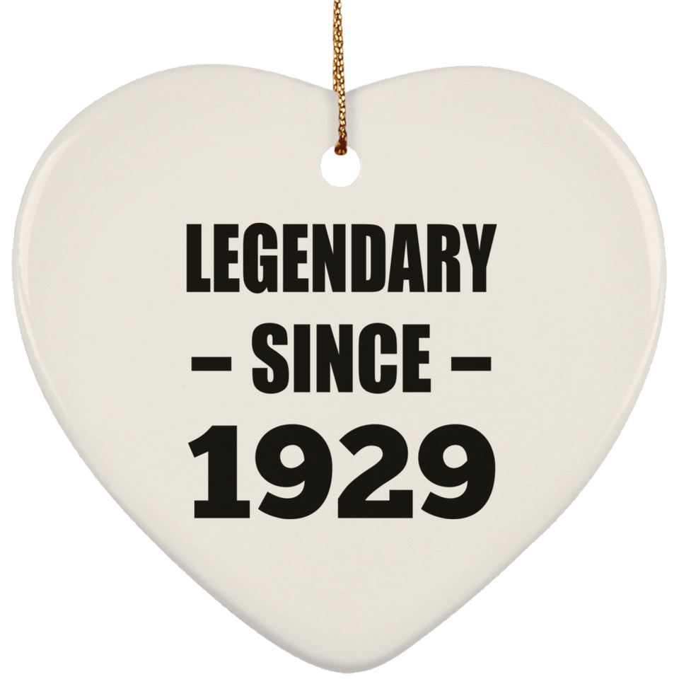 95th Birthday Legendary Since 1929 - Heart Ornament