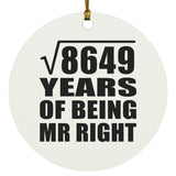 93rd Anniversary Square Root of 8649 Years of Being Mr Right - Circle Ornament