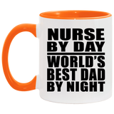 Nurse By Day World's Best Dad By Night - 11oz Accent Mug Orange