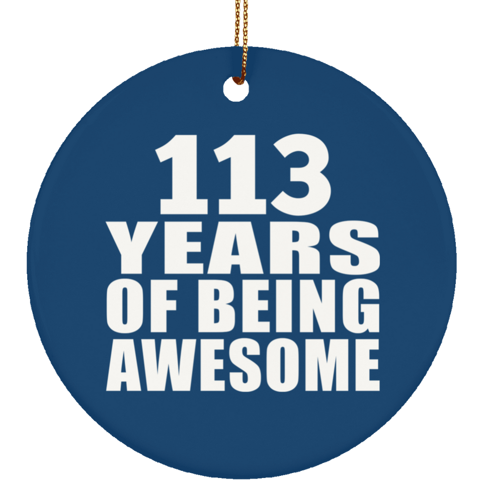 113th Birthday 113 Years Of Being Awesome - Circle Ornament