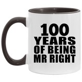 100th Anniversary 100 Years Of Being Mr Right - 11oz Accent Mug Black
