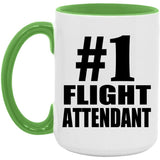 Number One #1 Flight Attendant - 15oz Accent Mug Green