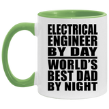 Electrical Engineer By Day World's Best Dad By Night - 11oz Accent Mug Green